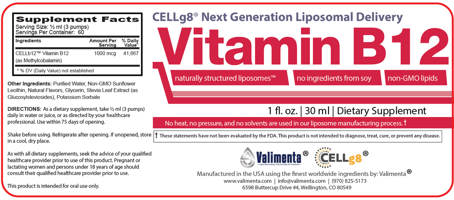 VITAMIN B12 + FOLATE B9 - Liposomal Liquid Supplement